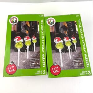 2 Pack Dr Seuss‎ The Grinch Stole Christmas Pathway Walkway LED Light Stakes Ma